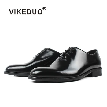 VIKEDUO Quente feito a mão dos Homens de Oxford, Sapatos de Vestido 2020 Preto de Couro Genuíno sexo Masculino Sapato de cadarço Casamento Escritório Formal Zapatos Hombre