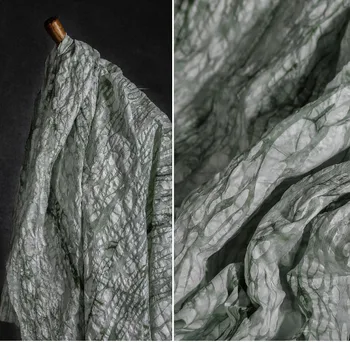 Verde e branco gota de água de cabaça em forma desigual textura tie-dye em algodão puro, designer de moda tecido