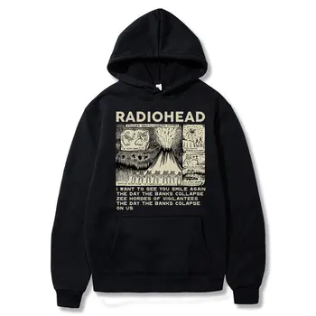 Vintage Radiohead Impressão Hoodie dos Homens com Capuz em Moletom Hip Hop Banda de Rock Álbum de Música de Treino Oversize Harajuku Unisex
