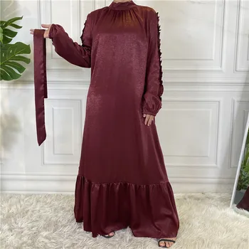 Wepbel 2022 Vestimenta Muçulmana Abaya Mulheres Simples, Elegante Muçulmano Grande Bainha Plissado Roupa Islâmica Turquia Caftan De Manga Longa Vestido