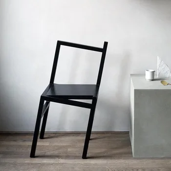 Wuli Nórdicos Ins Design Criativo Cadeira De Jantar Simples Irregular Cadeira De Celebridades Sala De Personalidade Inclinada Sólida Cadeira De Madeira