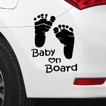 1 Pcs Bebê a Bordo da Pegada do Bebê do Carro Adesivos de Segurança do Carro de Advertência Reflexivo Adesivos de carros, Janela do Carro Adesivos de Decoração do Carro