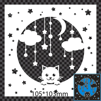105*103mm Gato nuvem de lua estrela de Corte de Metal Morre decoração de Scrapbook em Relevo em Papel Ofício Álbum Cartão Punch Faca 0