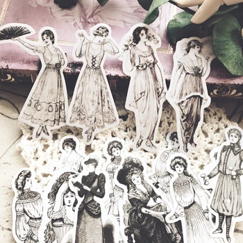 14Pcs/Pack Diário Vintage Europeia Vestido de Dama Adesivo DIY Scrapbooking Álbum de Lixo Diário Planejador de Adesivos Decorativos 1