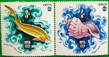 2 PCS União Soviética Pós Carimbo,1975, Animais Marinhos,Coleção de selos,Animal de Carimbo,a Nova UNC,MNH