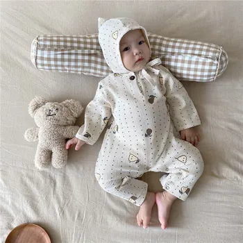 2022 Novo Bonito Pêra Impressão De Romper Do Bebê + Chapéu De Moda Recém-Nascido Solta Roupas Bebê Menino Macacão Menina De Romper Do Bebê Roupas