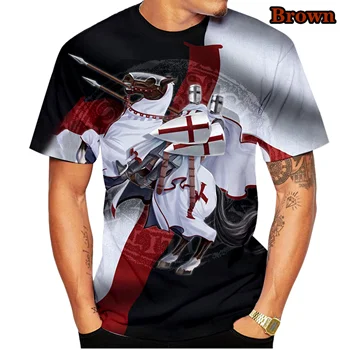 2023 novo Cavaleiros Templários de Impressão Jerusalém 3d T-shirt Sagrado Padrão de Cruz, masculina Casual T-shirt XXS-6XL