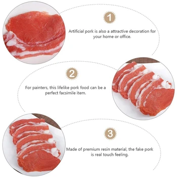 2Pcs Falso Cozidos de carne de Porco Fresca Simulação Realista de Carne de Alimentos Armário de Cozinha Decoração da Mesa Fotografia Adereços de Exibição