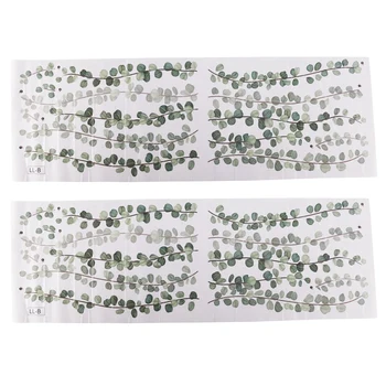 2X Plantas Verdes de Eucalipto, Folhas de Videira de autocolantes de Parede Removível Aquarela de Parede Decoração Adesivo de Parede