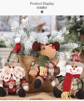 3 PCS Nova Árvore de Natal Pingente de Decoração em Xadrez de Botão Boneca de Natal Pingente de Presente Boneco de neve Elk Enfeites Para Porta do Hotel 2