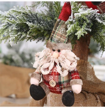 3 PCS Nova Árvore de Natal Pingente de Decoração em Xadrez de Botão Boneca de Natal Pingente de Presente Boneco de neve Elk Enfeites Para Porta do Hotel 3