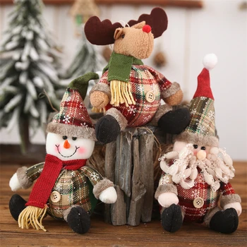 3 PCS Nova Árvore de Natal Pingente de Decoração em Xadrez de Botão Boneca de Natal Pingente de Presente Boneco de neve Elk Enfeites Para Porta do Hotel 4