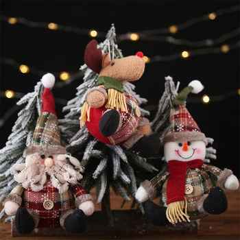 3 PCS Nova Árvore de Natal Pingente de Decoração em Xadrez de Botão Boneca de Natal Pingente de Presente Boneco de neve Elk Enfeites Para Porta do Hotel 5