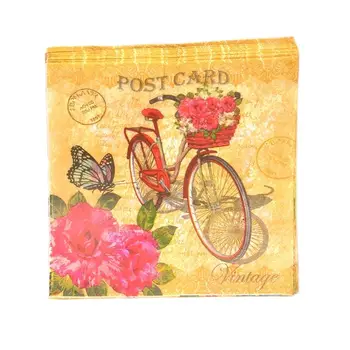 33*33 cm 20pcs/lote de Bicicletas Padrão Servilletas Decoupage Tabela de Guardanapos de Papel Vintage Floral, Tecidos Decoração de Festa de Aniversário
