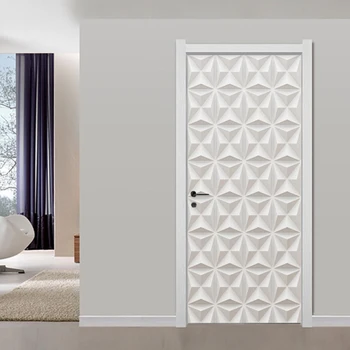 3D Estéreo Branco de Gesso, Textura, Padrão Geométrico Murais papel de Parede Moderno, Simples Sala de estar Decoração de Casa de PVC Arte 3D Adesivos de Porta