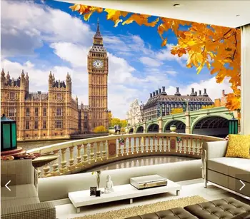 3D de Londres, o Big Ben papel de Parede Mural Casa de Arte Murais de Parede Decal para PLANO de Fundo do Restaurante HD Impresso Parede Rolo de Papel Personalizar