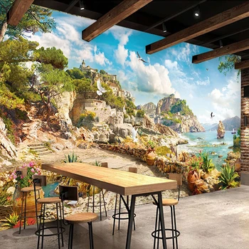 3D personalizado Mural de Parede Retro Estilo Europeu Foto de Paisagem, Pintura de Parede Café, Restaurante, Sala de estar de plano de Fundo do Cartaz Decoração