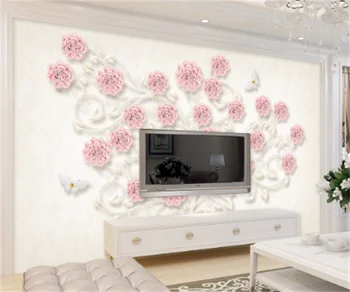 3D tridimensional cor-de-rosa da flor papel de parede de fundo da Europa, o Japão e a Coreia qualquer tamanho personalizado profissional mural revestimento de parede