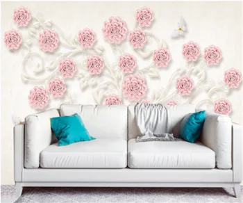 3D tridimensional cor-de-rosa da flor papel de parede de fundo da Europa, o Japão e a Coreia qualquer tamanho personalizado profissional mural revestimento de parede 1