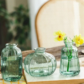 3pcs/set Exclusivo Sortidas Arte de Decoração de Vasos Ornamento Transparente de Vidro Colorido, o Minimalismo Estilo Simples Estética de Jardinagem Suprimentos