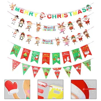 5pcs de Natal, desenhos animados Papel de Faixa de Papel para Banner Bandeirolas Tema Bandeirolas para o Hotel de Loja
