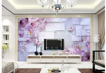 A Decoração da casa do papel de parede 3d flor Fantástica elegante e romântico, rosa, lírio-flores, Borboletas 3d murais de parede papel de parede