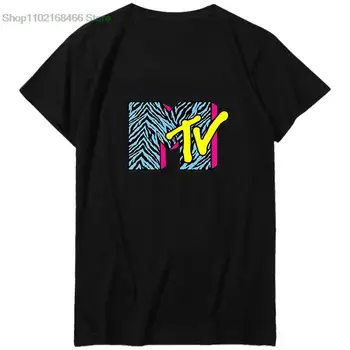 A Mtv Music Television Rock, Hip Hop moda Unissex Preto Branco T-Shirt gráfico t-shirts harajuku oversized t-shirt dos homens de roupas