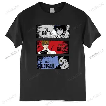 A marca de moda de t-shirt mens solta Legal, O Bom e O Mau, O Shinigami Light Yagami, L T-shirt dos Homens de Death Note Ryuk tee-shirt