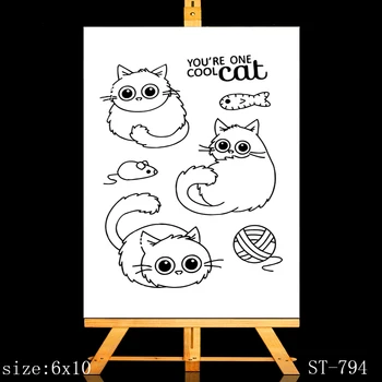 AZSG gato Bonito Clara Selos Para DIY Scrapbooking/cartões/Álbum Decorativos de Silicone Carimbo de Artesanato
