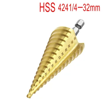 Alta qualidade HSS4241 hexagonal haste passo broca de pagode de torção de aço placa de orifício de abertura 4-32mm