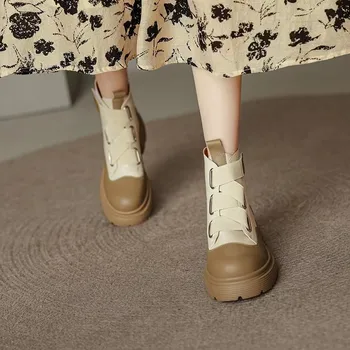 Ankle Boots Mulheres Televisão Botas de plataforma de Moda Outono Inverno antiderrapante Impermeável Robusto Sapatos Botas Manter Aquecido Sapatos de mulher