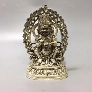 Antigo Tibete o Budismo bronze cobre de branco e prata dourada (Vajra Buda) Mahakala deus, Buda, Ganesha Estátua decoração home 0