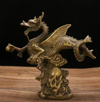Archaize o bronze mosca dragão decoração artesanato estátua