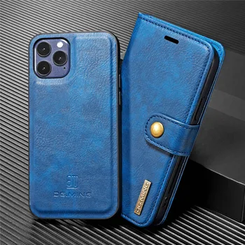 Azul Magnético 2 em 1 Destacável Carteira Flip Case Para iPhone 14 12 11 13 Pro Max X XR XS 7 8 Plus SE2 12 Mini Case Couro Luxo