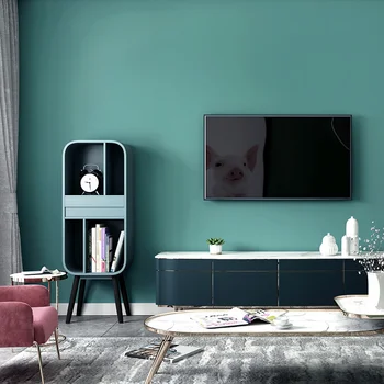 Azul pavão verde pigmento puro papel de parede moderno e simples estúdio de estilo Nórdico quarto sala de estar de plano de fundo de parede papel de parede