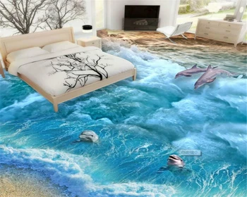 Beibehang 3D Ocean World Azul do Mar Golfinho Estrela-do-mar Chão Patch Travessia em Parquet, Sala de estar, Quarto, casa de Banho 3D em Carpete foto