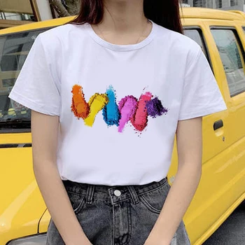 Belas Mulheres De Verão T-Shirt Engraçada De Impressão De T-Shirt Manga Curta Kawaii Moda Dos Desenhos Animados Gráfico Camisetas Noite Tops Tees Feminino 0