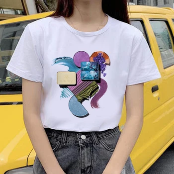 Belas Mulheres De Verão T-Shirt Engraçada De Impressão De T-Shirt Manga Curta Kawaii Moda Dos Desenhos Animados Gráfico Camisetas Noite Tops Tees Feminino 1