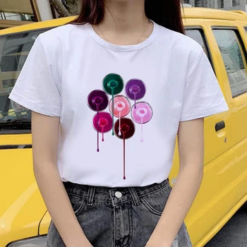 Belas Mulheres De Verão T-Shirt Engraçada De Impressão De T-Shirt Manga Curta Kawaii Moda Dos Desenhos Animados Gráfico Camisetas Noite Tops Tees Feminino 2