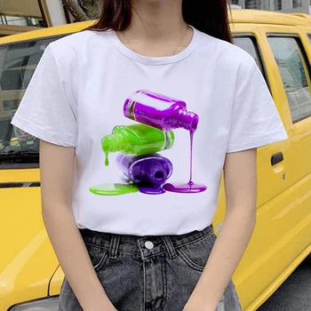 Belas Mulheres De Verão T-Shirt Engraçada De Impressão De T-Shirt Manga Curta Kawaii Moda Dos Desenhos Animados Gráfico Camisetas Noite Tops Tees Feminino 3