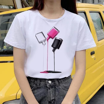 Belas Mulheres De Verão T-Shirt Engraçada De Impressão De T-Shirt Manga Curta Kawaii Moda Dos Desenhos Animados Gráfico Camisetas Noite Tops Tees Feminino 4