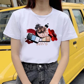 Belas Mulheres De Verão T-Shirt Engraçada De Impressão De T-Shirt Manga Curta Kawaii Moda Dos Desenhos Animados Gráfico Camisetas Noite Tops Tees Feminino 5