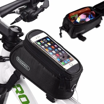 Bicicleta Sacos de Tela de Toque de Ciclismo Frontal Superior da estrutura em Tubo de Selim Moiblephone Sacos de Bolsa Para iPhone Samsung Telemóveis
