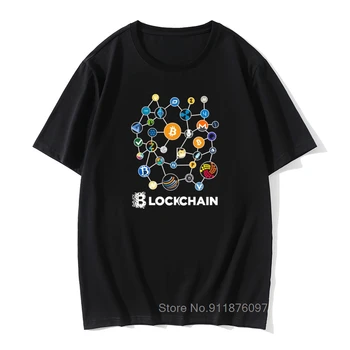 Blockchain BitCoin Litecoin Ondulação Ethereum Cryptocurrency T-Shirt Para Homens Popular Tee de Natal tees Camiseta de Algodão