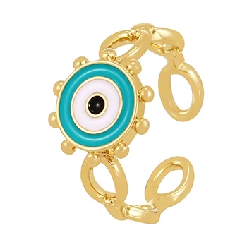 Bohemia Gótico Cor de Ouro Vintage Olho Anéis Ajustáveis para as Mulheres Simples e Encantador, Colorido Gotejamento de óleo, Anel de Festa Jóias de Presente 4