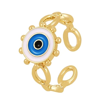 Bohemia Gótico Cor de Ouro Vintage Olho Anéis Ajustáveis para as Mulheres Simples e Encantador, Colorido Gotejamento de óleo, Anel de Festa Jóias de Presente 5
