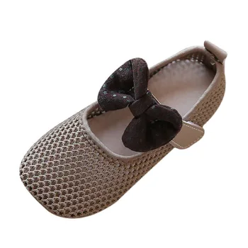 CAPSELLA Crianças Elegante Polka Dots Borboleta-Nó Casual Sapatos Para Meninas Crianças Ar Respirável Malha de Moda de Tênis Tamanho 21-30