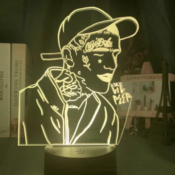 Cantor Lil Peep 3D Sinal de Néon LedCelebrity Quarto Lâmpada de Mesa 7 Cores Variável a Luz da Noite