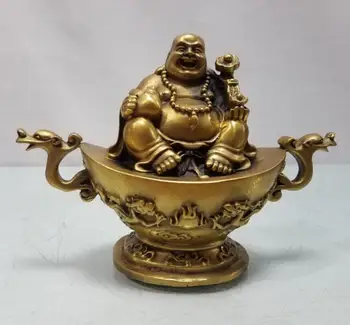 China bronze sentar yuan tesouro Buda maitreya artesanato estátua