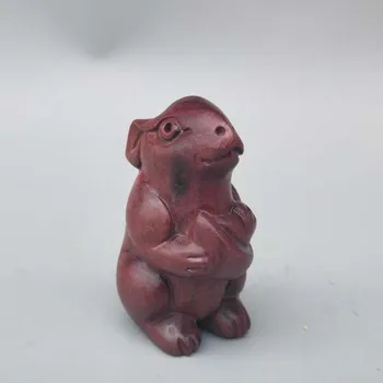 Chinês escultura em madeira riqueza mouse pequena estátua